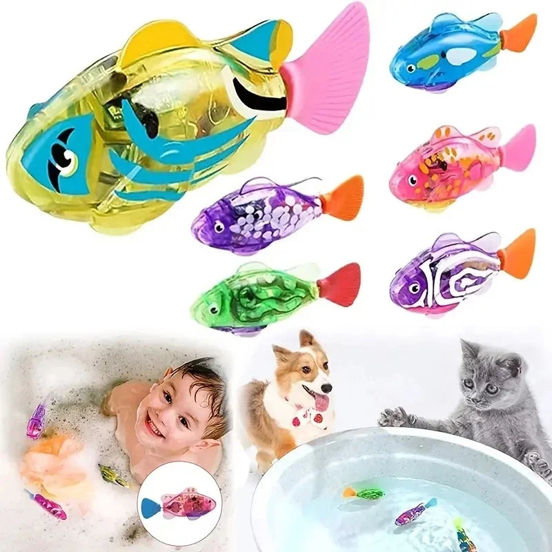 Bionic Fish kid Shower Luminous Induction Electric Fish Playing in Water Toy Simulated Electronic Fish for Luminous Swimming Toy