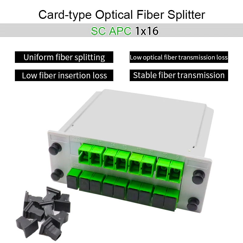 5pcs/box SC APC 1X16 Fiber Optical Splitter Box FTTH Planar Waveguide Type Optical Fiber PLC Splitter Box 1:16 SC APC Connector