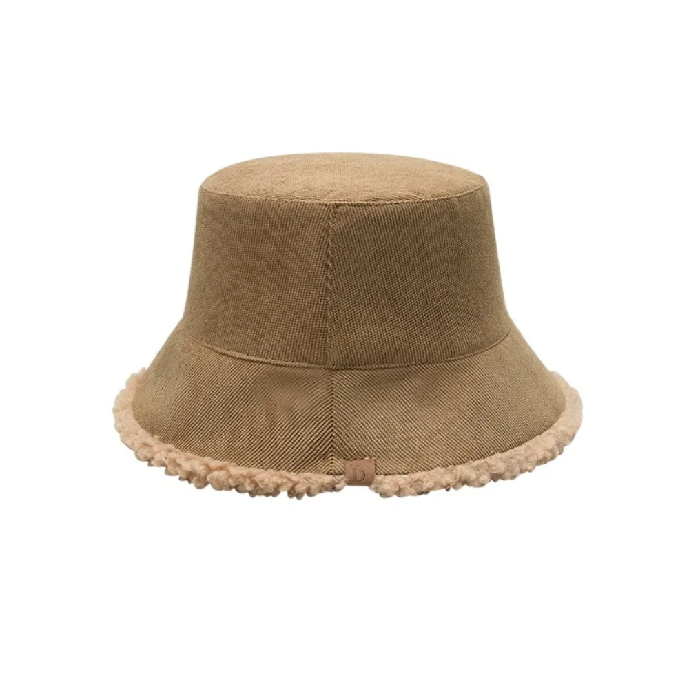 

Casual Lamb Wool Bucket Hat Simple Double Sided Wearing Pure Color Warm Caps Thicken Warm Winter Female Hats Winter For Women
