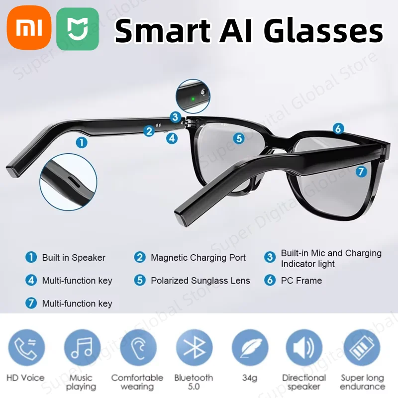 

Xiaomi M10 Pro A Умные Bluetooth-очки со сменными линзами Магнитные солнцезащитные очки для синего света и защиты от ультрафиолета Новые