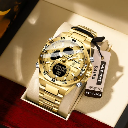 Imagen 2 del producto POEDAGAR, nuevo reloj para hombre, LED luminoso, resistente al agua, fecha semanal, reloj de pulsera militar para hombre, relojes electrónicos de cuarzo de acero inoxidable para hombre