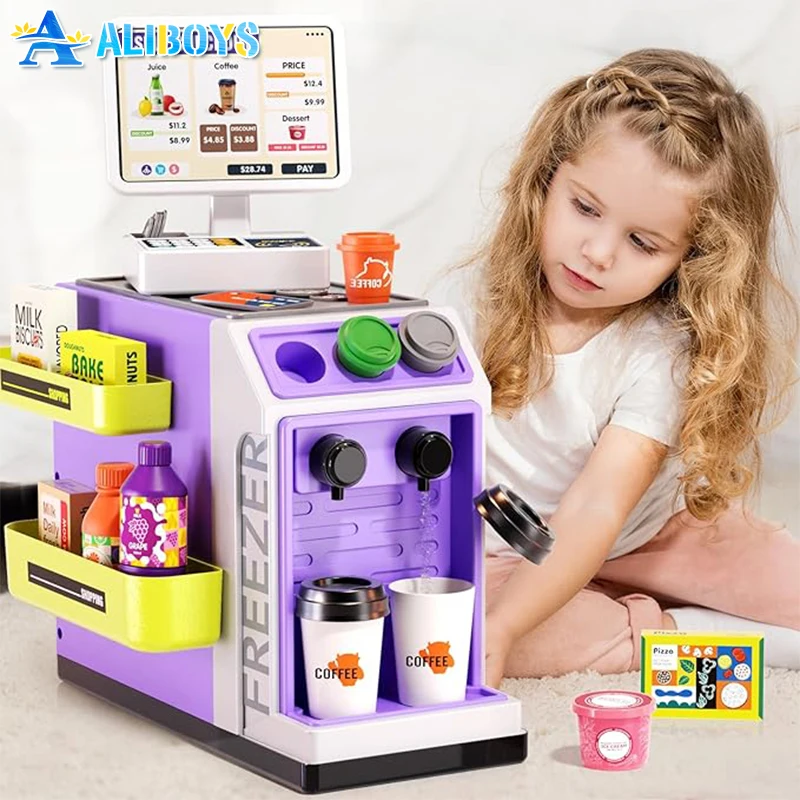 Mini Supermarkt Kassa Simulatie Winkelen Kassa Koffieverkoop Teller Set Kind Rollenspel Speelgoed Meisje Verjaardagscadeau