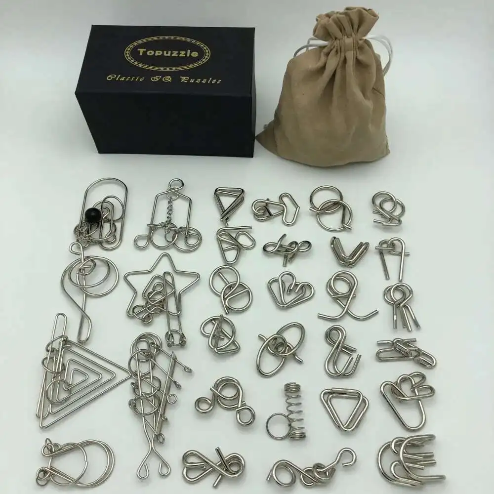 

New Set of 30/41/46PCS Metal Puzzle Mind Brain Teaser Magic Wire Rings Puzzles Game Toys for Children Adults