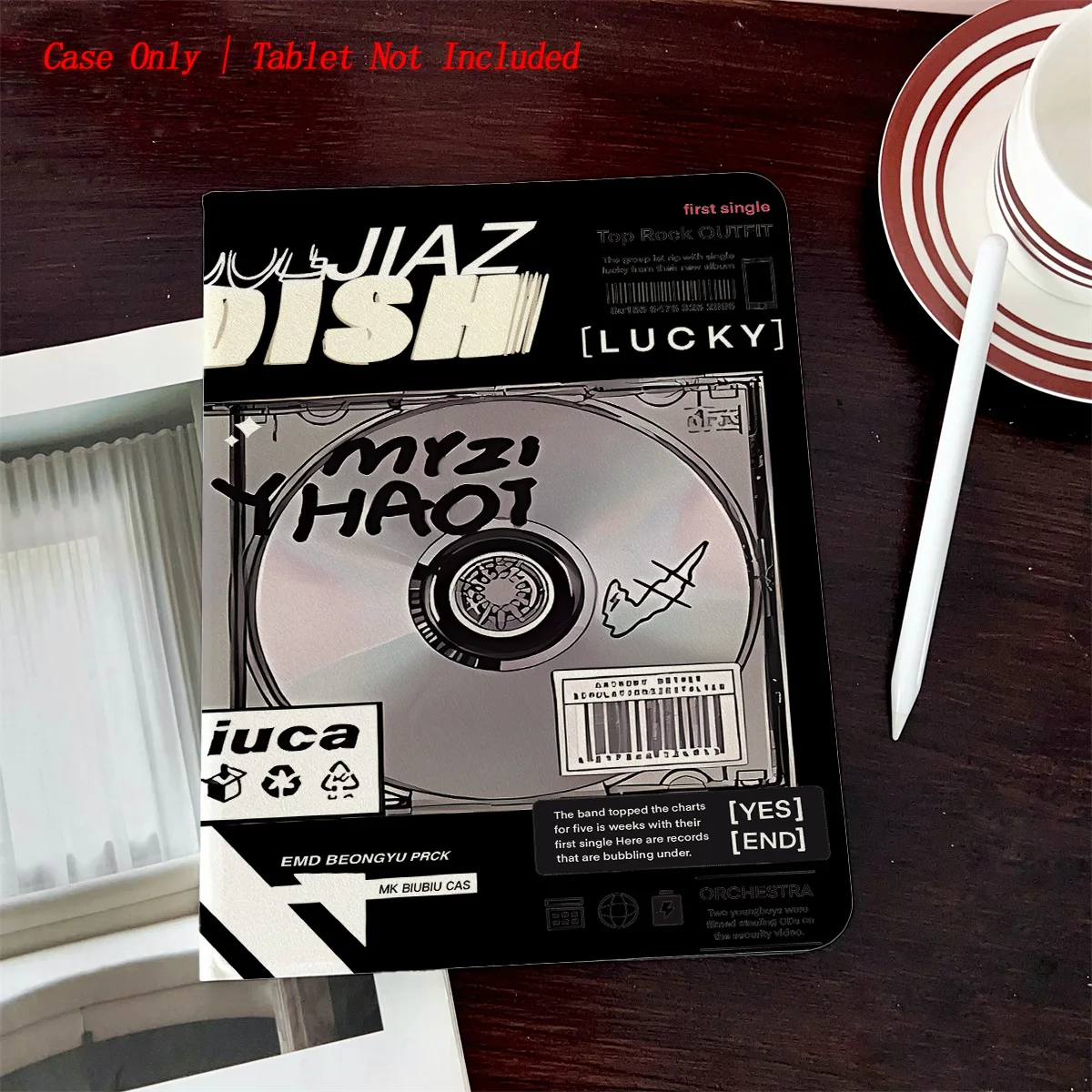 

Чехол для iPad с принтом в черном стиле и слотом для ручки — простой свежий дизайн книги для Pro/Air 5 4/iPad 10/Mini 5