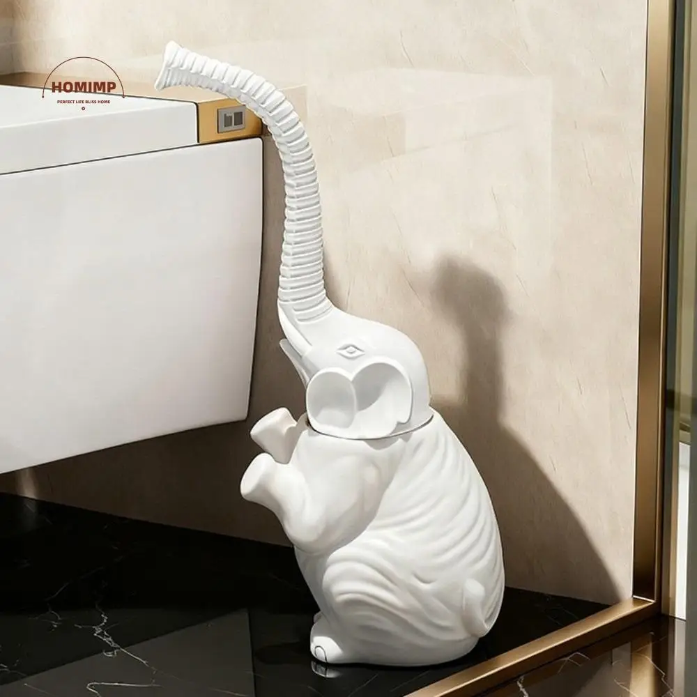 

Long Handle Toilet Brush and Holder Space Saving Resin Cute Bathroom Decor Modern Cartoon Elephant Toilet Brush Home Use