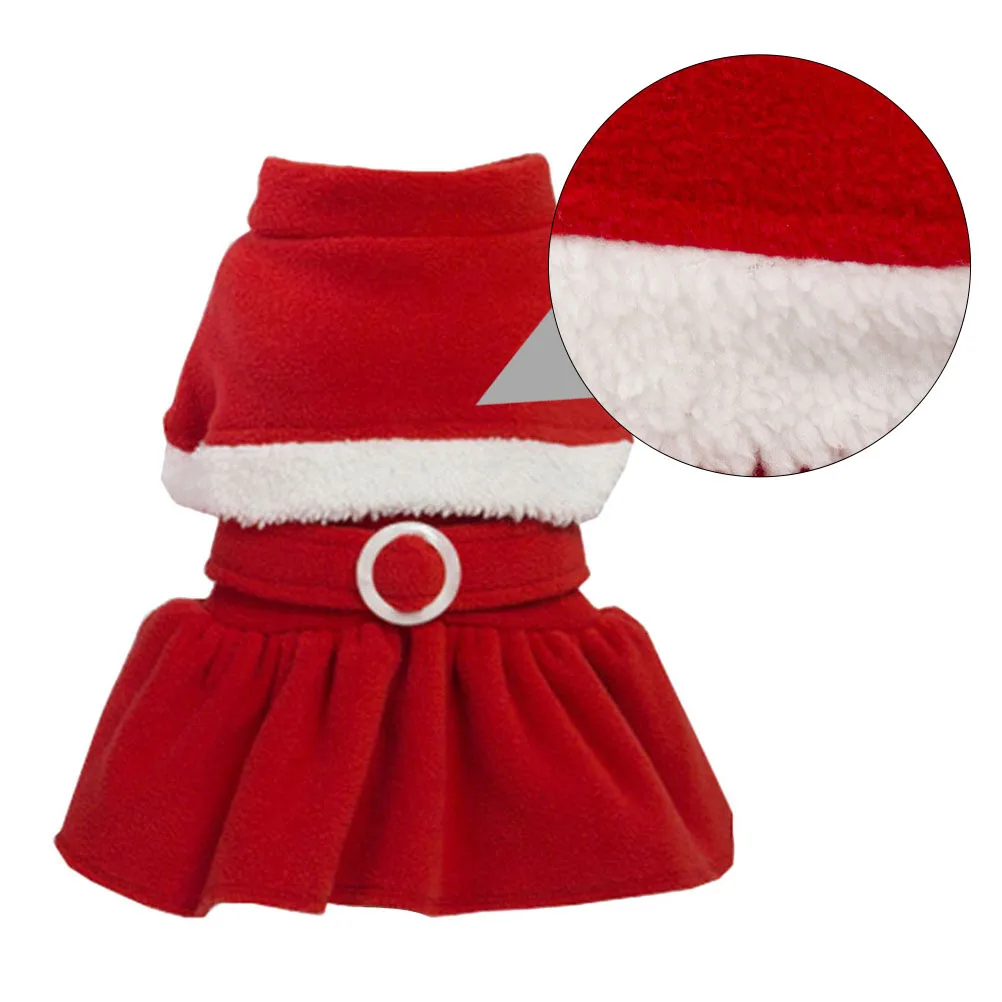 

Christmas Skirt for Dogs and Cats Red Polar Fleece Pet Dress Adorable Holiday Costume for Small Pets Xmas Dog Fleece Skirt