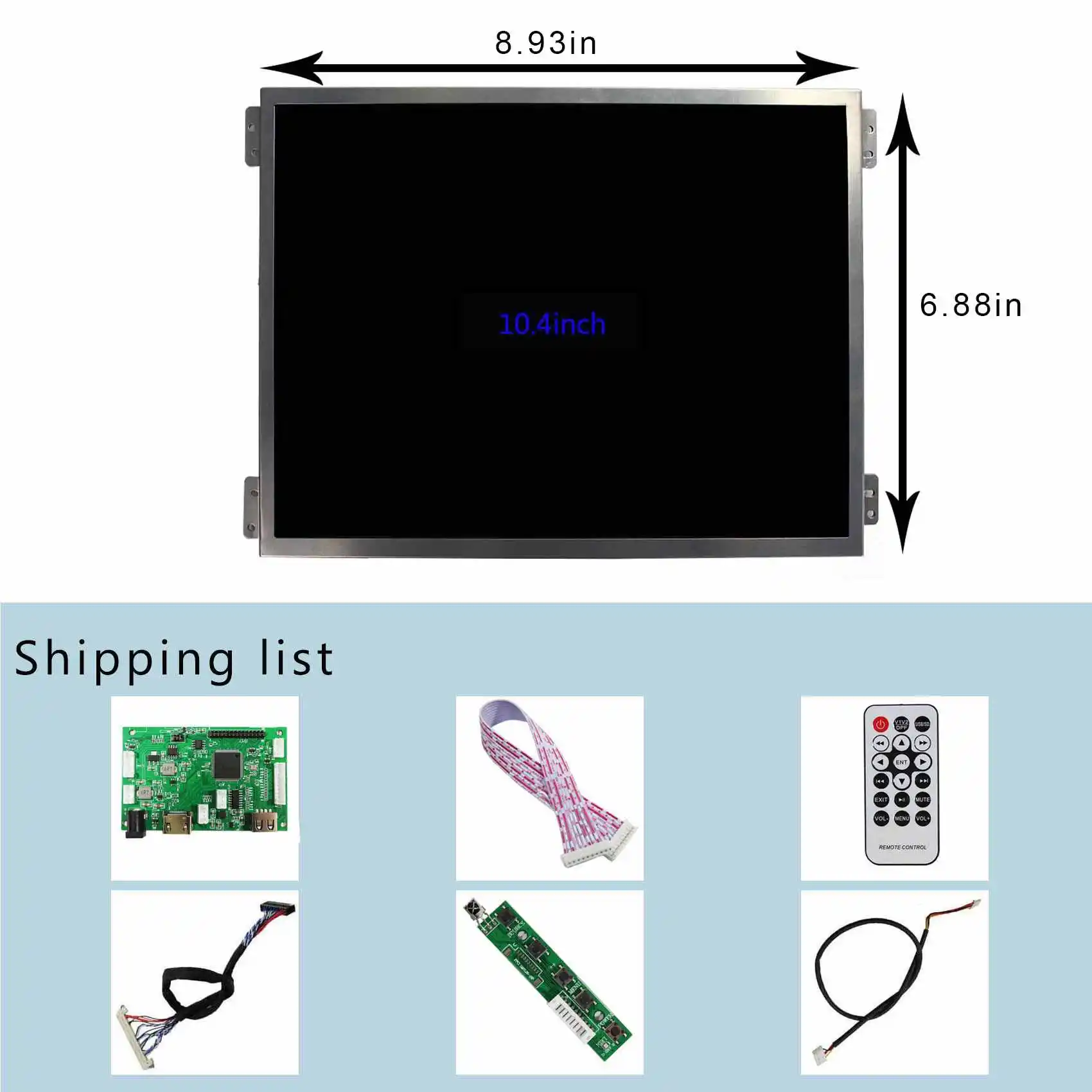 HD USB LCD Controller Board 10.4 in VS104T 004A 1024x768 IPS LCD 600nit