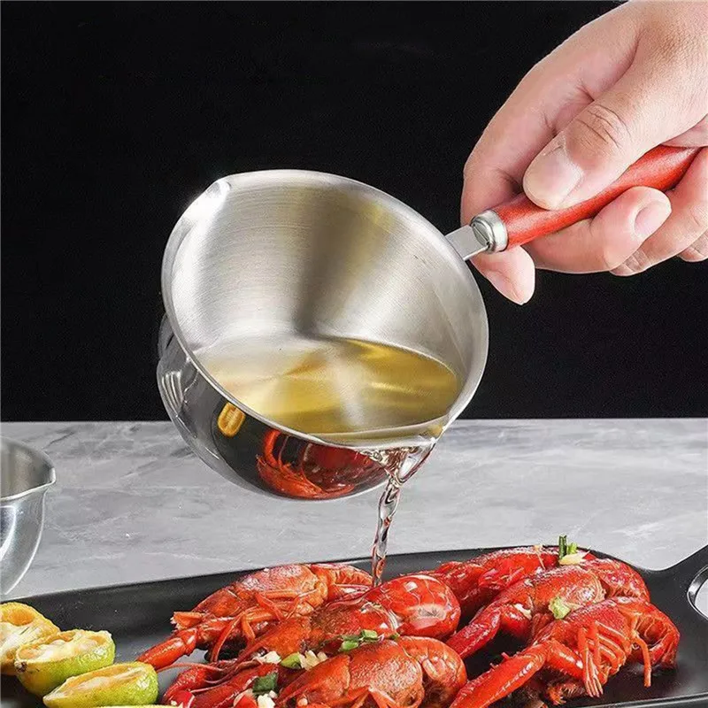 150ml 300ml Oil Splash Small Pot Oil Spicy Seed Kitchen Stainless Steel Special Pouring Hot Oil Pot Mini Small Pot Drizzle Oil