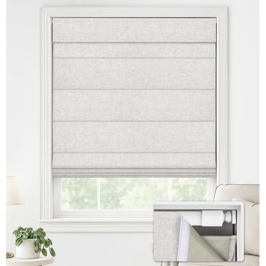 

No Drill Roman Shades for Windows, Cordless Blackout Window Shades with UV Protection, Polyester Fabric for Bedroom amp Living R