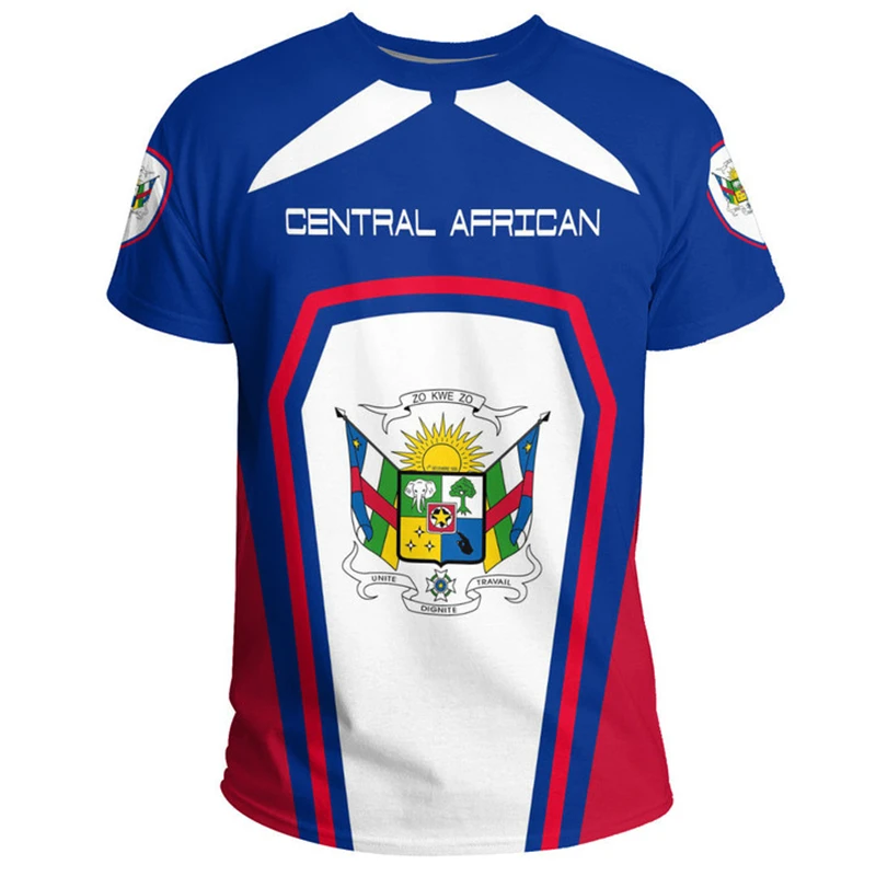 Vintage Central African Flag Street Printing Male T-shirt Hip Hop Street Summer Casual Large Size Breathable Tee Shirts Clothes