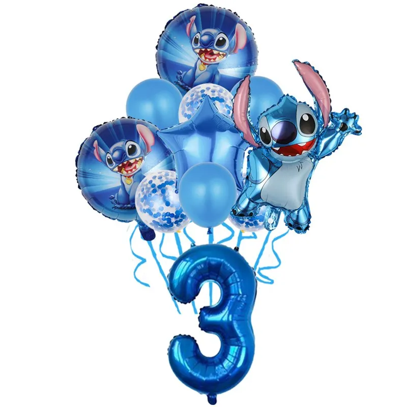 11 pz Disney Rosa Lilo & Stitch Foil Palloncino Ragazzo Ragazza Decorazione Festa di Compleanno 1 2 3 4st Baby Shower Aria Globos Forniture Giocattolo