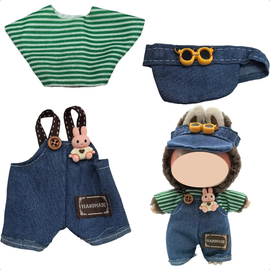 

Clothes Set Compatible with 17cm Doll Hat and Overalls Set for 15cm Doll Accories Suit Cute Clothe for Dr up Unique Style RC19