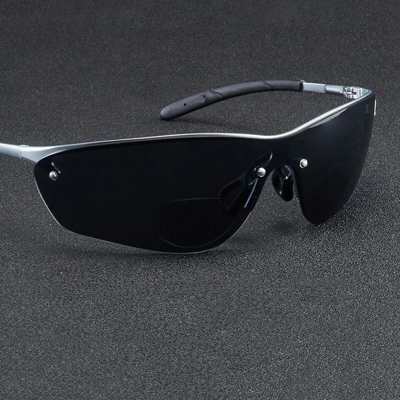 Rimless Bifocal Sunglasses for Men +1.0~+3.0 Diopter UV400 Sports Reading Glasses Outdoor Driving Fishing Anti-Glare Sun Readers
