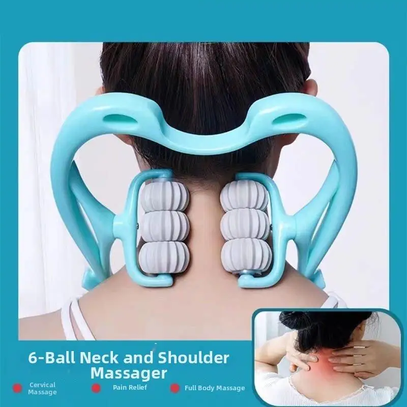 Handheld Neck And Shoulder Massager With 6 Balls, Relaxes Neck, Shoulders, And The Entire Body