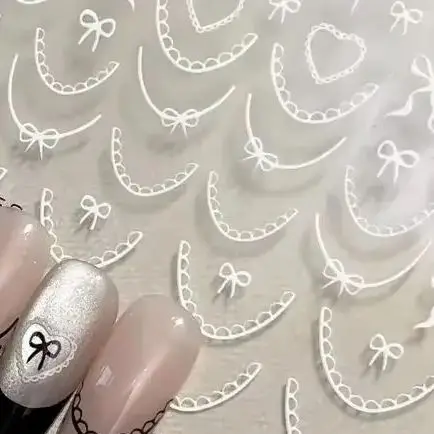 1 シートちょう結び 3D ネイルステッカーラブハートロマンチックなネイルアートマニキュアデカールフレンチネイルステッカー