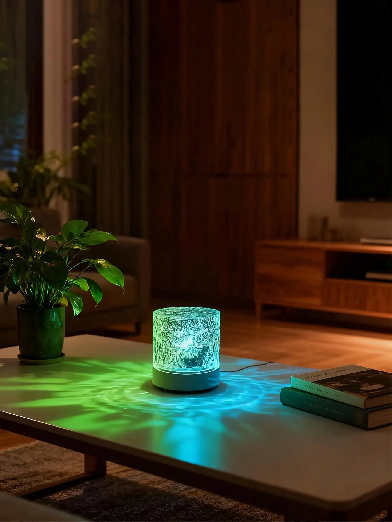 1PC USB Rotating Projection Lamp: Wave/Flame/Starry Sky Dynamic Atmosphere Light for Home & Party