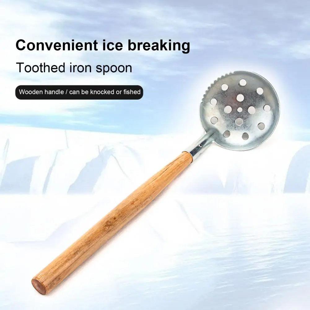 Ice Fishing Spoon  High Quality Scoop Wood Handle Slush Skimmer Net Tool  Lightweight Ice Fishing Net