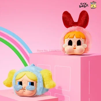 Crybaby Powerpuff Girls 시리즈 블라인드 박스, 비닐 얼굴 봉제 장난감 장식, 신비한 상자, 액션 피규어 인형, 트렌디 어린이 선물