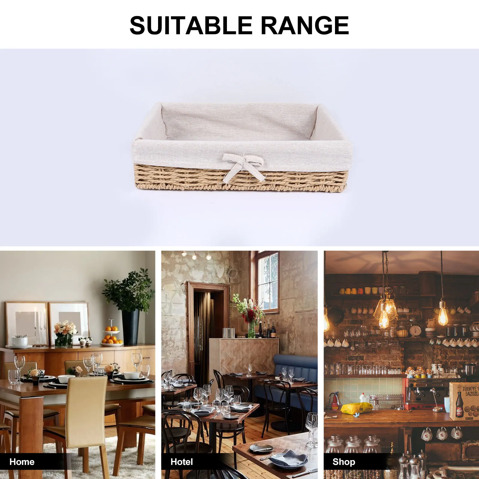 

4Pcs Rectangular Handmade Woven Baskets Rustic Design for Home Hotel Shop Fruit Vegetable Bread Snack Organization