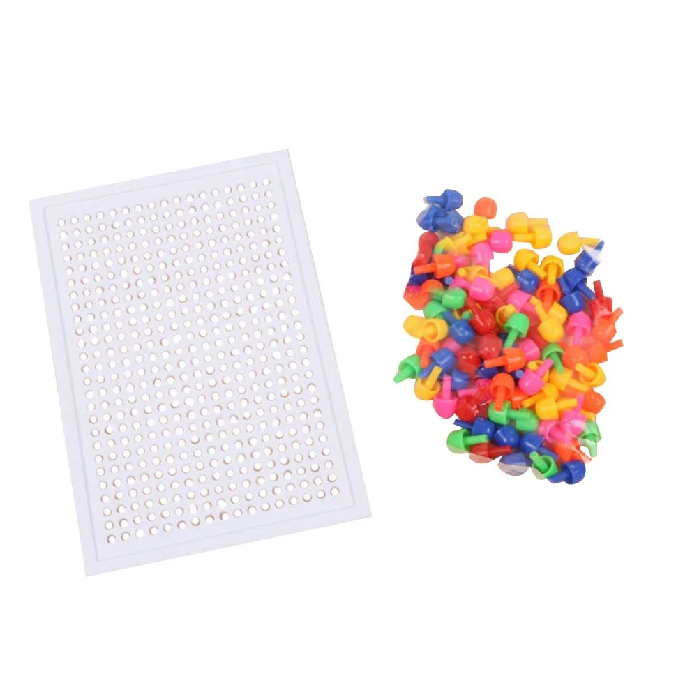 

Creative Mushroom Nail Puzzle Toy Set 1 Assembled Plate 96 Nails Pegboard Kids Educational Game Safe EcoFriendly Plastic
