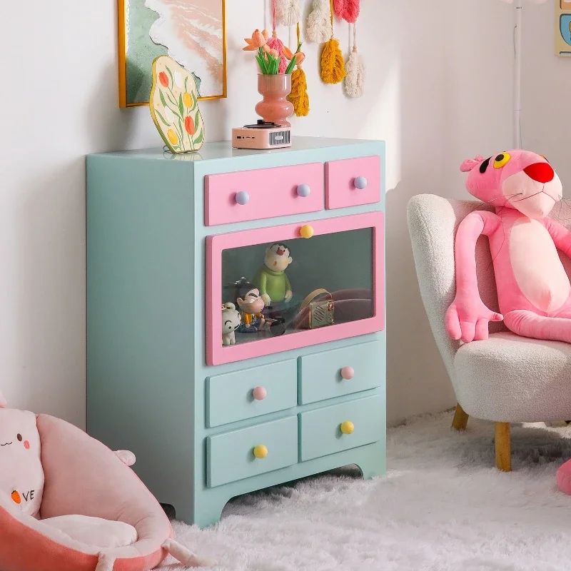Dopamine Drawer Chest Bedroom Color Storage Cabinet Living Room Sofa Side Cabinet Children's Figure Display Cabinet