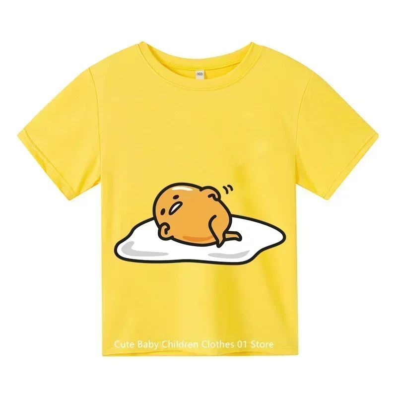 Boys and Girl Print Anime Lazy Egg Gudetam Print T shirt Children Summer Short Sleeve Top Kids Baby Casual T-shirt