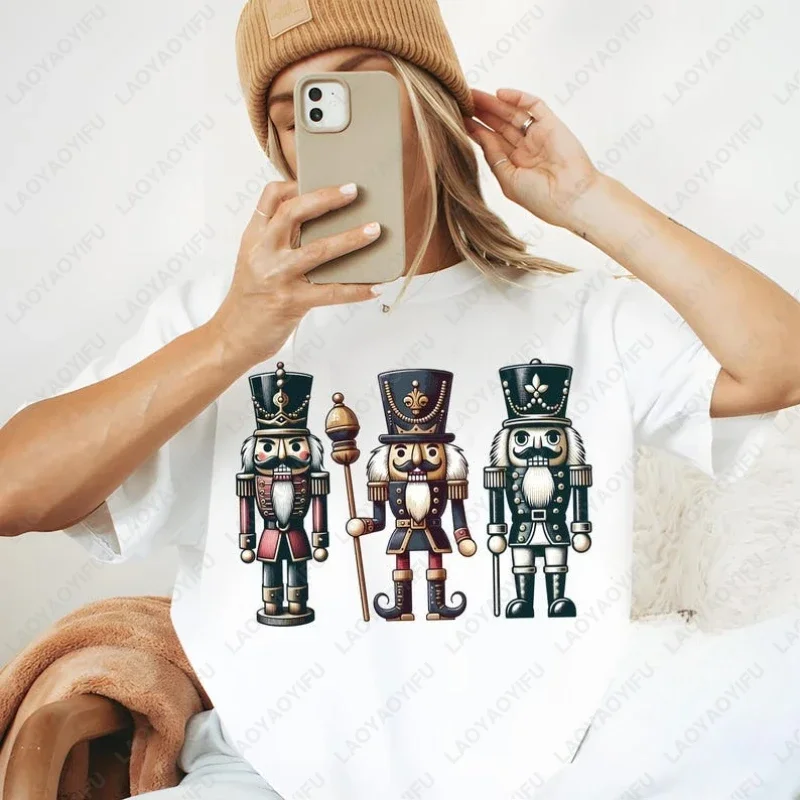 Retro Nutcracker Design Merry Christmas Tshirt Men Women New Year Xmas Festival Tees High Quality Cotton Classics Aesthetic Tops