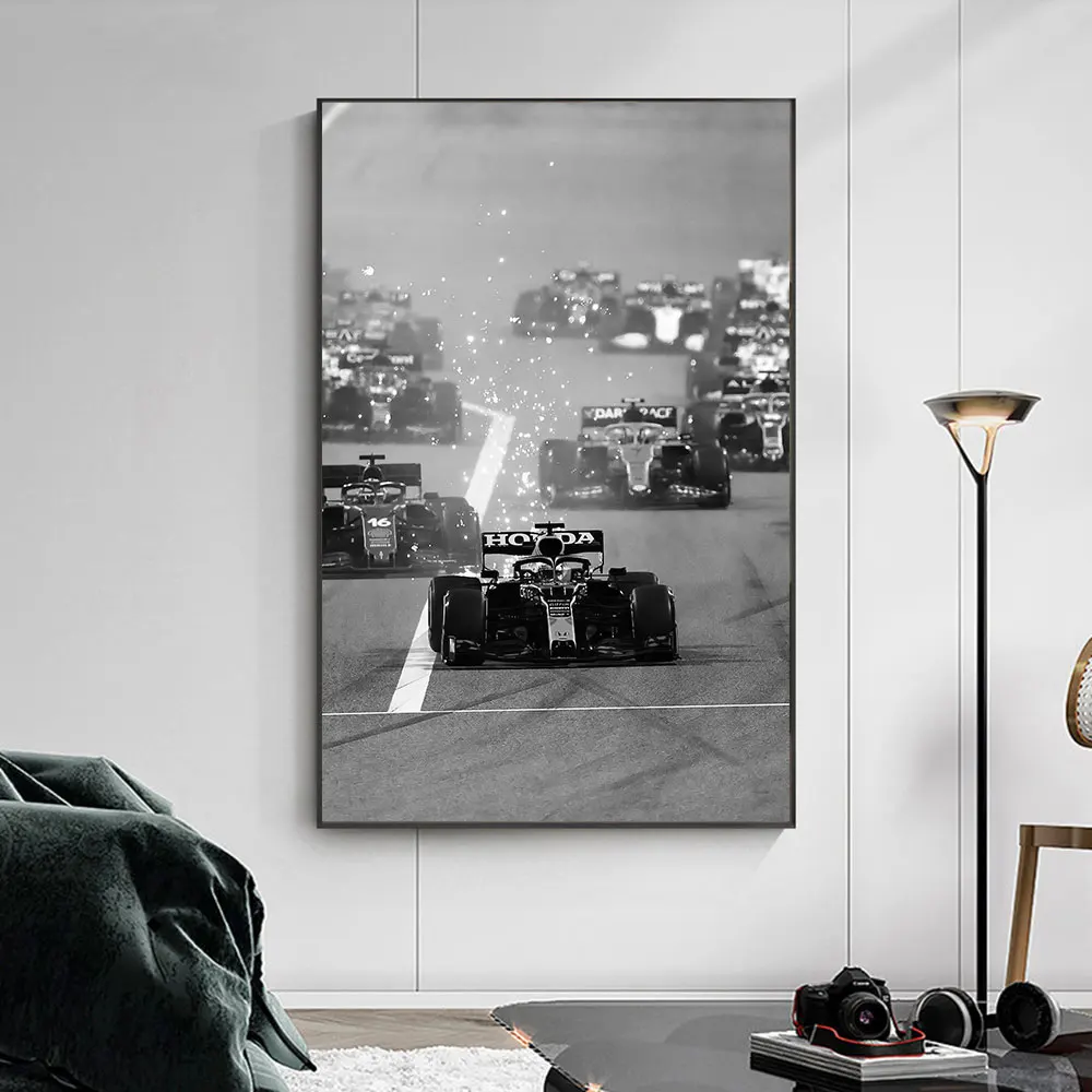 

F1 Formula 1 MAX Black White Poster Canvas Wall Art Home Decor Dominant Championship Vehicle Premium Motorsport Artwork