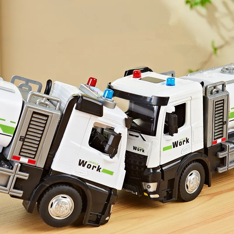 1:32 alloy city sanitation spray truck model,simulation sound and light water spray truck toy,children's toys,wholesale