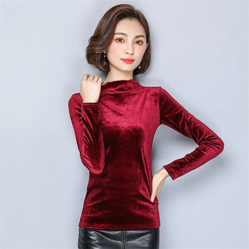 Autumn Velvet Blouse korean turtleneck warm winter velvet shirt,fashion plus size Velour blouse  blusas de moletom feminino