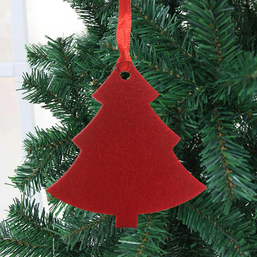

40Pcs Felt Christmas Pendant Nonwovens Hanging Decor Red Elk Snowflake Tree Patterns Ornament Festive Home Party