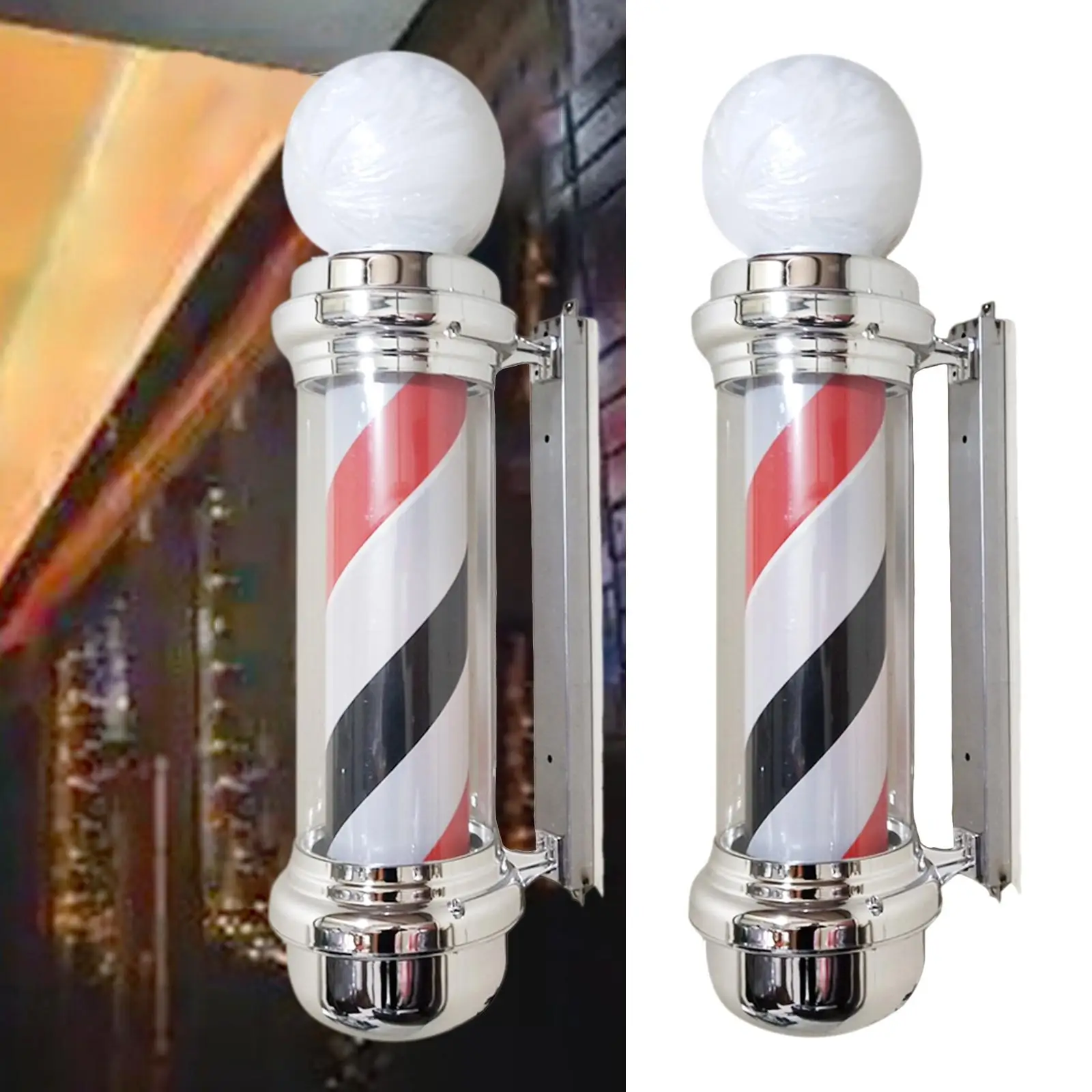 

Barber Pole LED Light Rotating Hair Salon Shop Sign Stripes for Outdoor Hairdressing