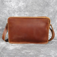 Crazy Horse Cow Leather Men Shoulder Crossbody Bags Vintage Casual Handbags For Male Messenger Flap Envelope Clutch Phone Purse