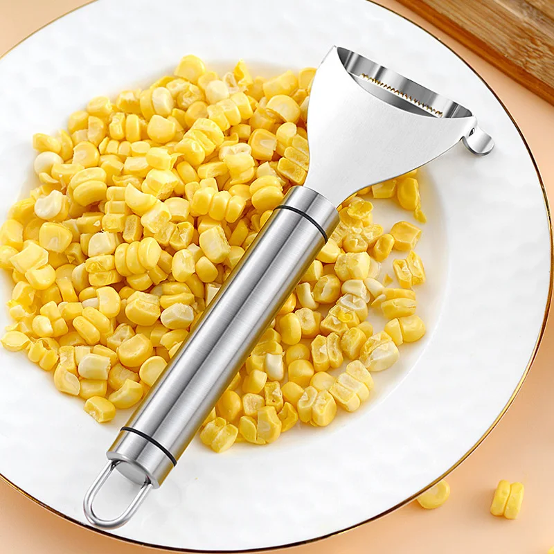 

1pc Stainless Steel Corn Grater Food Grade Durable Metal Corn Husker Handheld Portable Corn Kernel Separator Kitchen Accessories