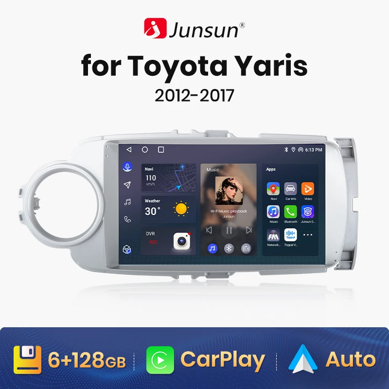 Junsun V1 AI Voice Wireless CarPlay Android Auto Radio for Toyota Yaris 2012-2017 4G Car Multimedia GPS 2din autoradio