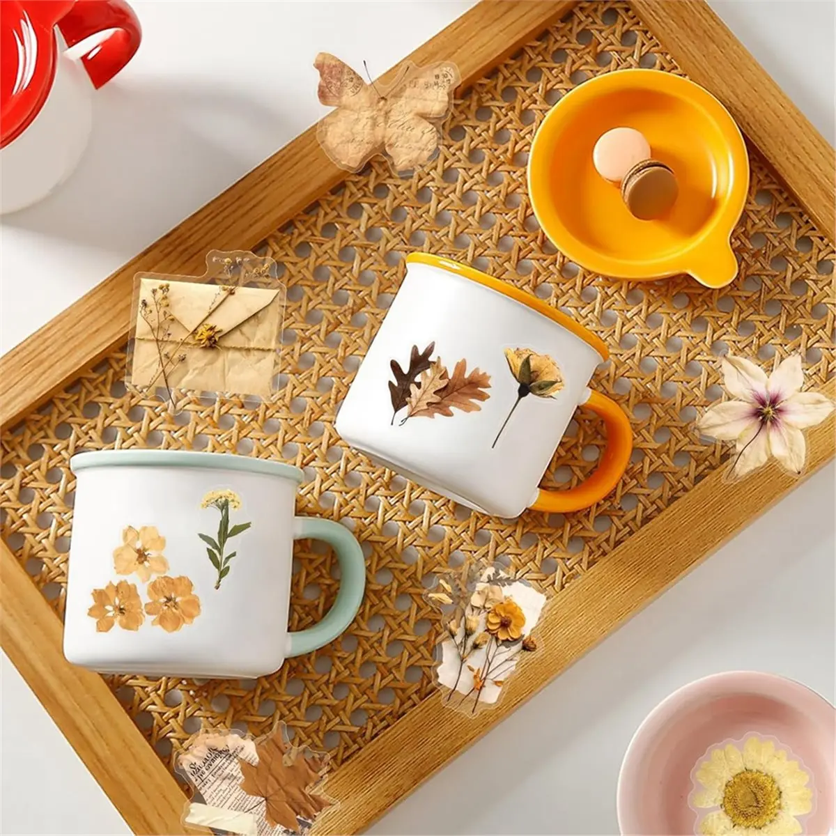 AA05 50Pcs Transparent Scrapbook Stickers Pack, Vintage Aesthetic Flowers Stickers for Scrapbook Journal