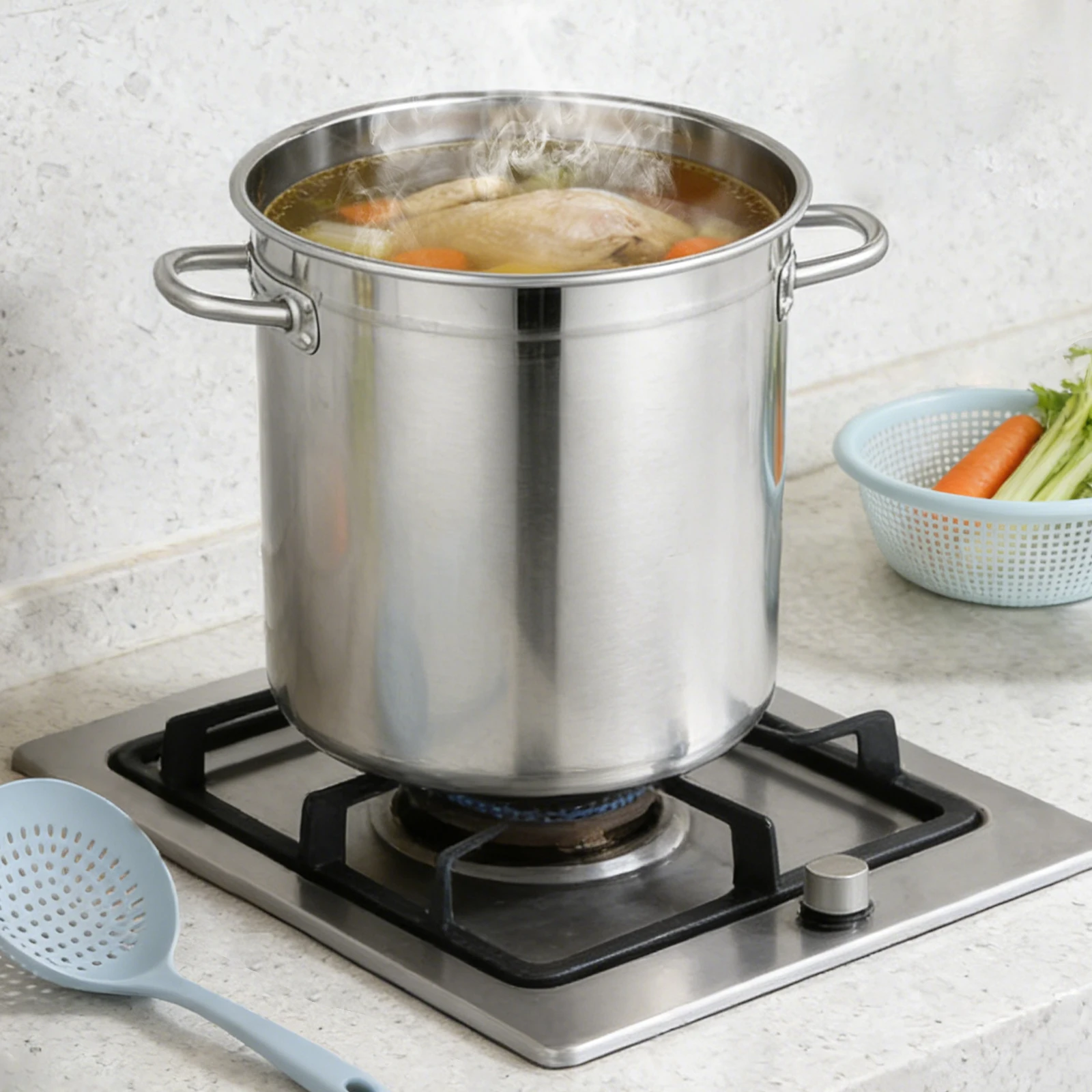 

35L Stainless Steel Stockpot Deep Cooking Pot Canning Cookware with Lid Large Canning Pasta Pot Soup Pot for Cooking, Silver