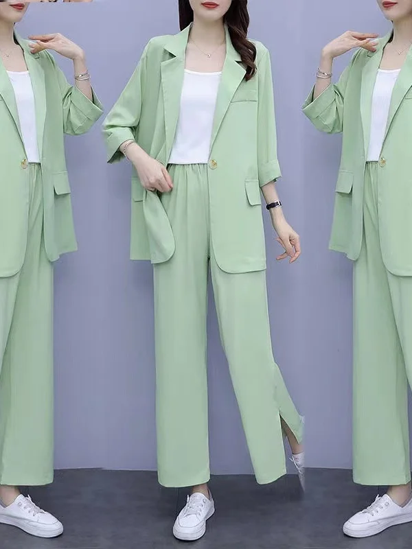 بدلة التخسيس النسائية للربيع والصيف مكونة من قطعتين بدلة رفيعة MM احترافية سراويل طويلة سبعة Sve ألياف البوليستر