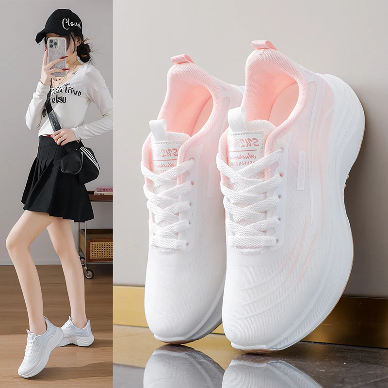 

Дышащие кроссовки на шнуровке для женщин, спортивные кроссовки с воздушной подушкой, легкие кроссовки из сетчатой ткани для занятий спортом на открытом воздухе