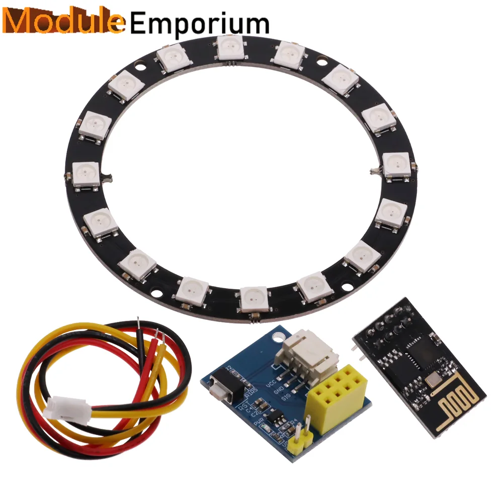 ESP8266 ESP-01 ESP-01S RGB LED Controller Module for Arduino IDE WS2812 WS2812B 16 Bits Light Ring Smart Electronic DIY