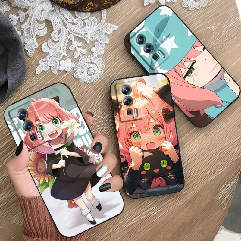 

S-SPY X FAMILY Anya Cute For Xiaomi Redmi 9A 9C 9AT 10C 9 9T 10 12C 13C A3 12 K60 A1 K50 K40 5G Black Cover Phone Case