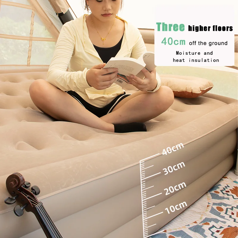 Low Price Modern Camping Mats Mattress Home Office Automatic Inflating Mattress With Built In Pump White Air Pump Inflatable Bed