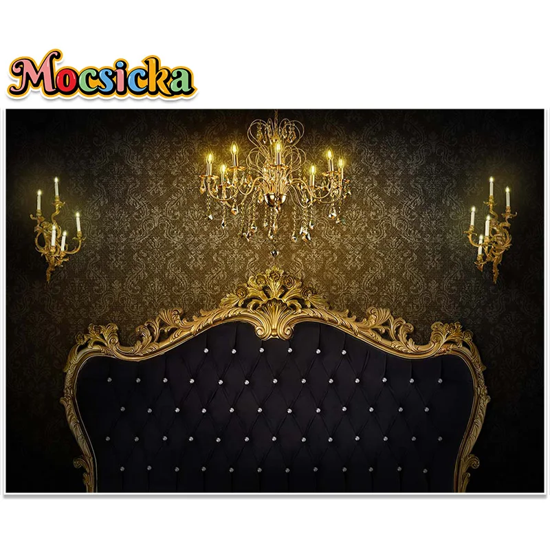 MOCISCKA Elaborate Birthday Party Decorative Background  Children Adult  Photography Studio Backdrop Sofa Candle Light Banner