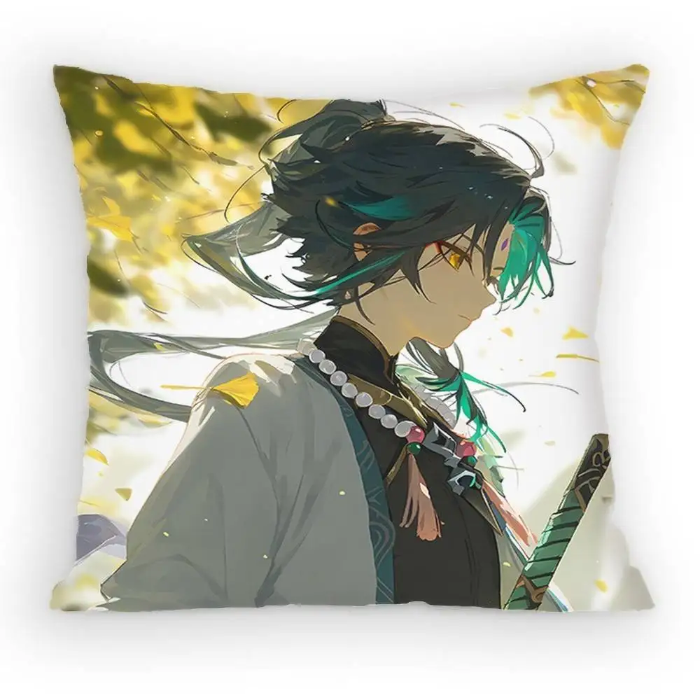 Genshin Impact Xiao Pillow Case Sofa Living Room Bedroom Headboard Backrest Cushion Square Cushion Nap Time