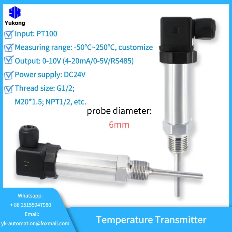 Intelligent Temperature Transmitter PT100 Thermistor 0-10V Output Temperature Transducer 24VDC Hirschmann RTD Temperature Sensor