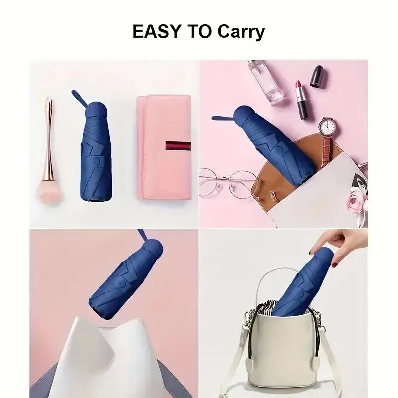 Mini Capsule 5 Fold Folding Umbrella Ultralight Compact UV Protection Manual Sun Rain Dual Use Portable Travel Parasol Men Women
