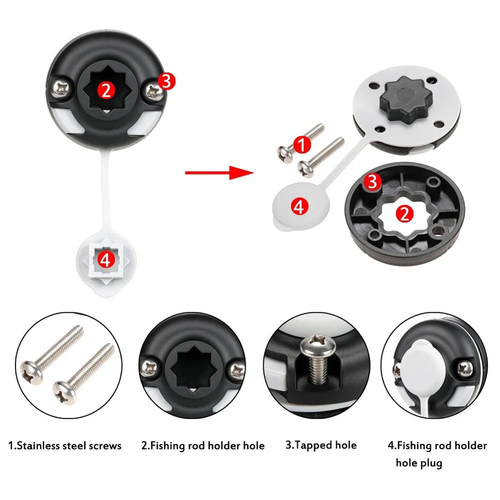 Kayak Boat Fishing Rod Holder Mount Base Nylon Mount Base Tackle Kit for DIY Inflatable Boats Dinghies Yachts Accessories