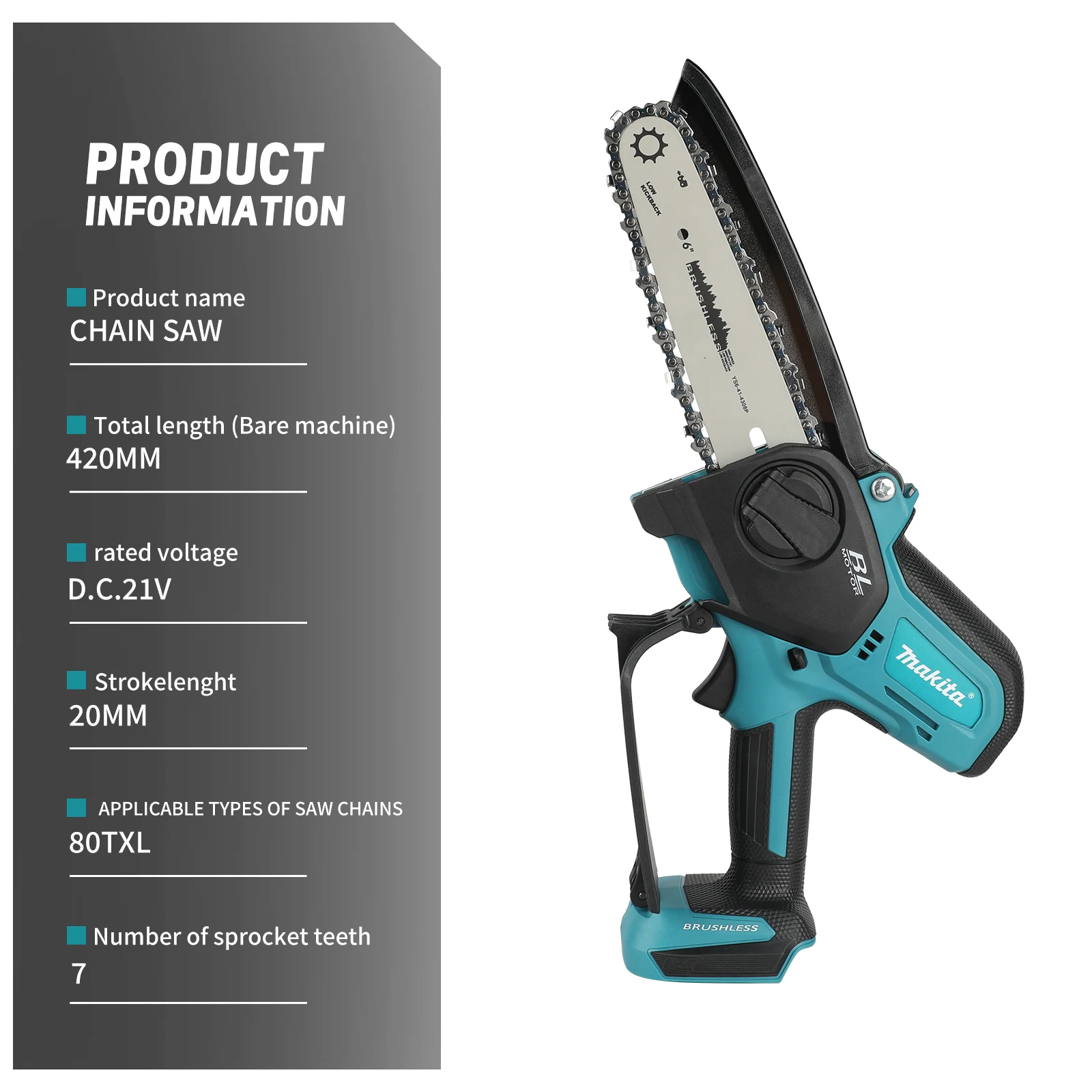 Makita UC286 High‑Efficiency Cordless Chainsaw Built‑in Heat Dissipation Holes For Garden DIY And Farm‑Work Hand tools