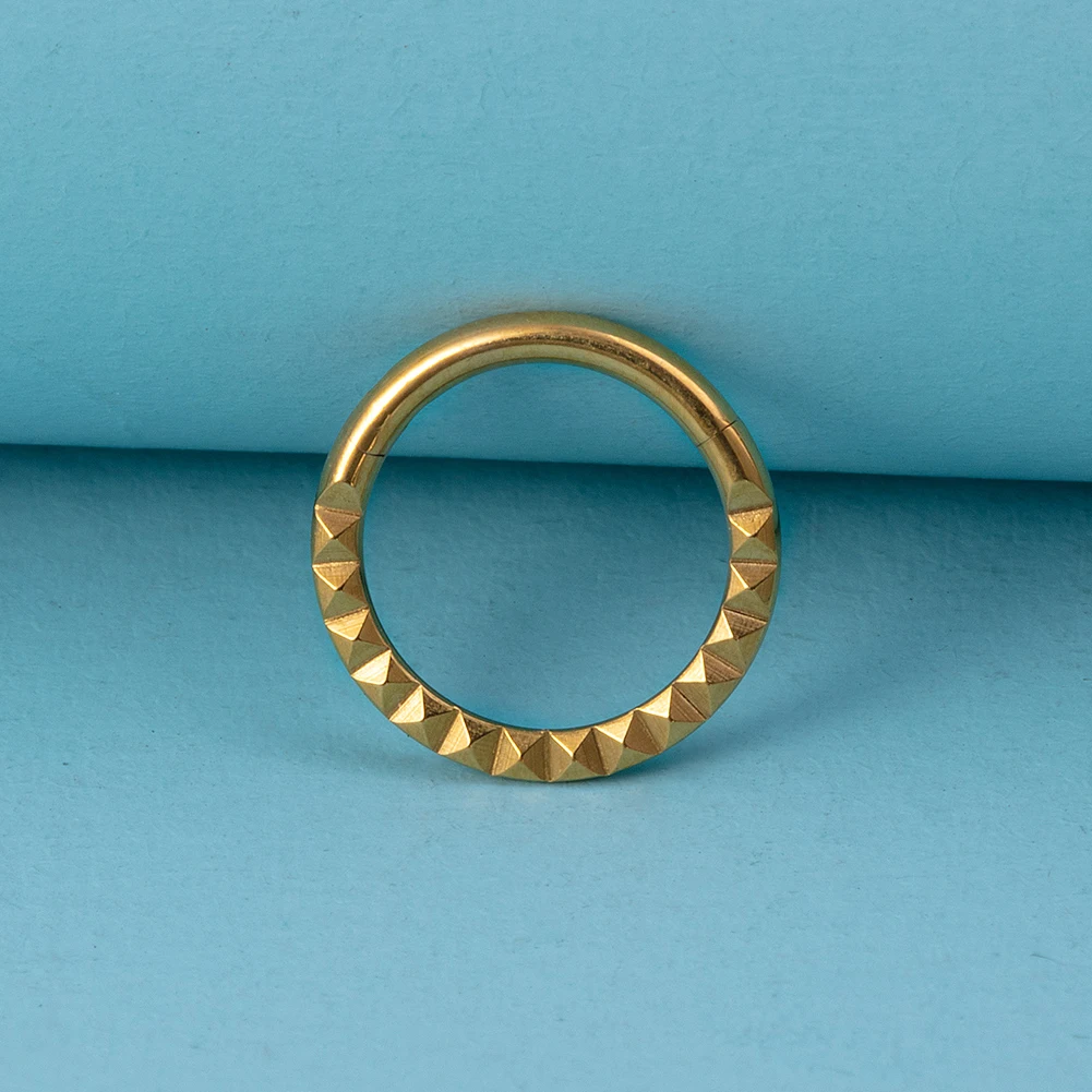 1pc Pyramidal Septum Jewelry Hinged Segment Ring Stainless Steel Body Piercing Nose Hoop Lip Rings Helix Cartilage Earrings 16G