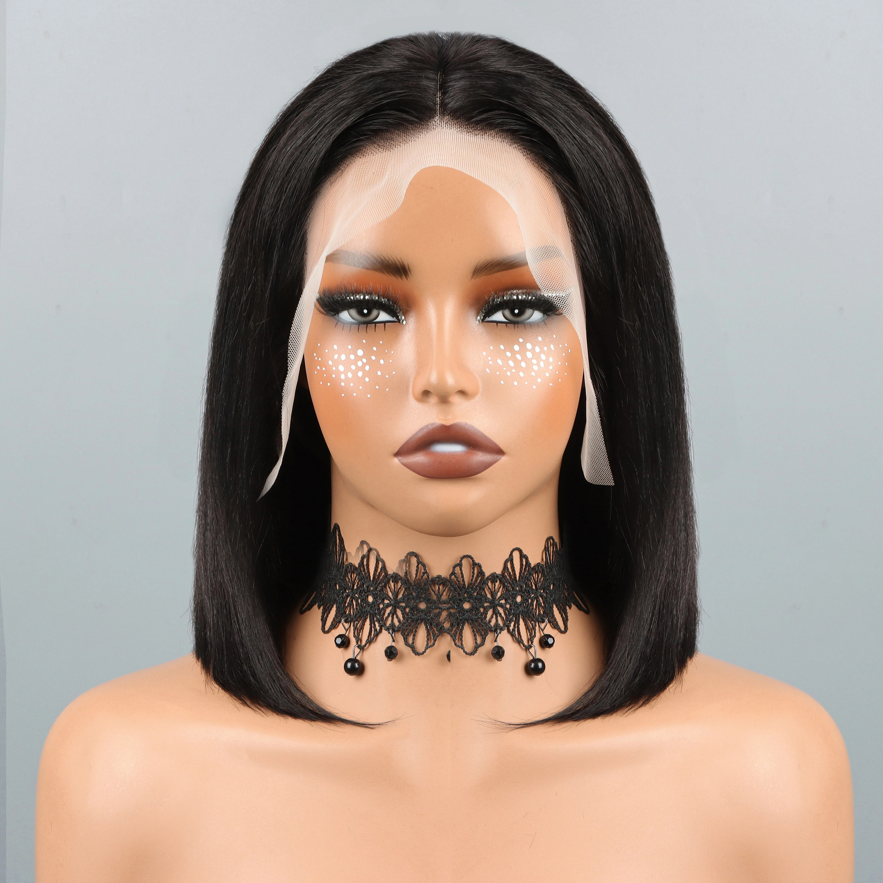 Bob-Perücke, Echthaar, 13 x 4 HD-Spitzenfront-Echthaar-Perücken für schwarze Frauen, leimlose Lace-Front-Perücken, vorgezupft, vorgeschnittener, gerader Bob